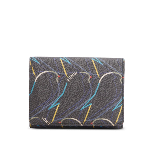 Fendi Grey Vitello Elite QuTweet Compact Wallet
