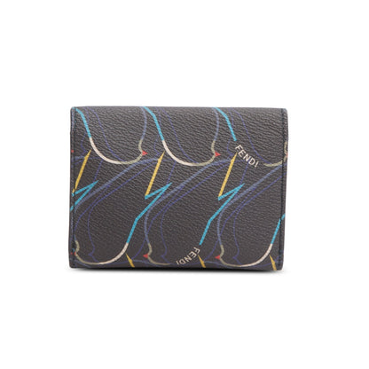Fendi Grey Vitello Elite QuTweet Compact Wallet