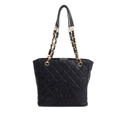 Chanel Black Caviar Quilted Petite Shopping Tote PST
