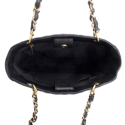 Chanel Black Caviar Quilted Petite Shopping Tote PST