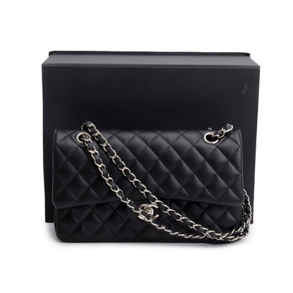 Chanel Black Quilted Lambskin Leather Classic Medium Double Flap Bag