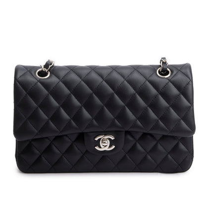 Chanel Black Quilted Lambskin Leather Classic Medium Double Flap Bag
