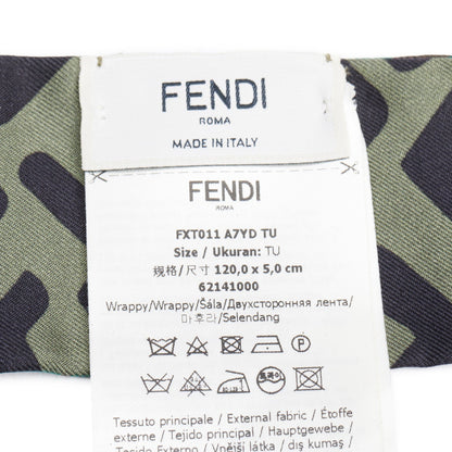 Fendi Green Forest Logo Wrappy Silk Bandeau