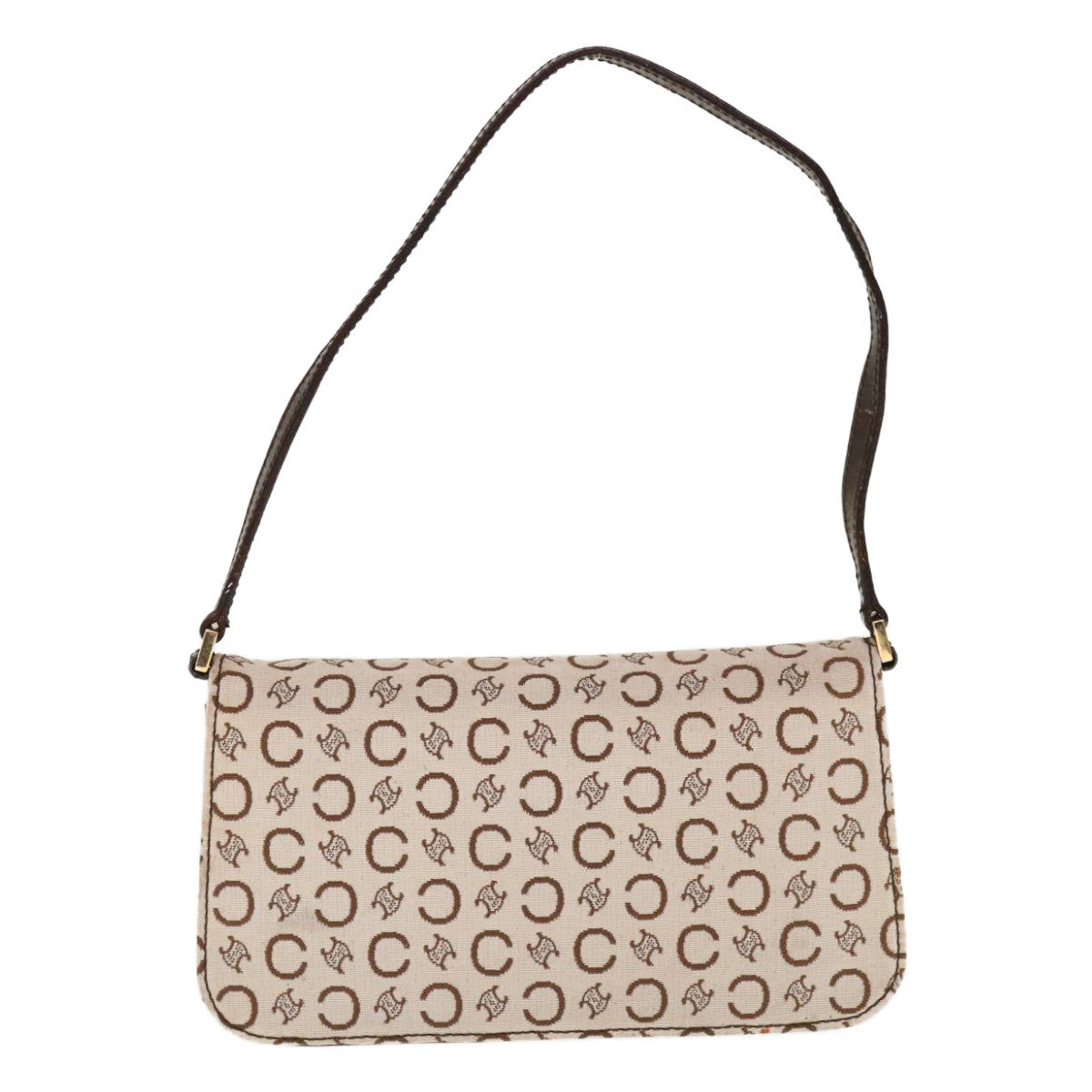 Luxury CELINE C Macadam Canvas Shoulder Bag Beige Brown  64803
