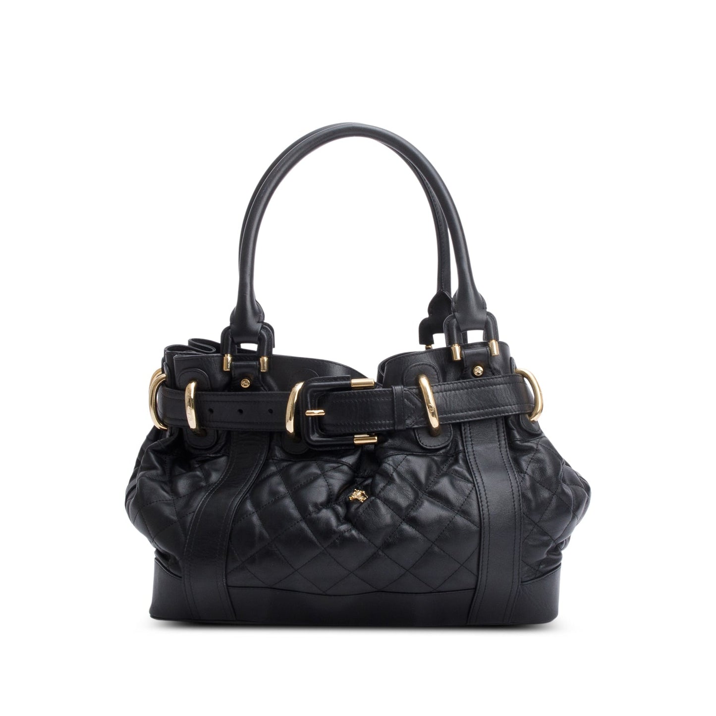Burberry Black Quilted Calfskin Leather Beaton Bag
