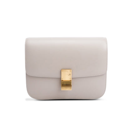 Celine Grey Calfskin Medium Classic Box Flap Bag