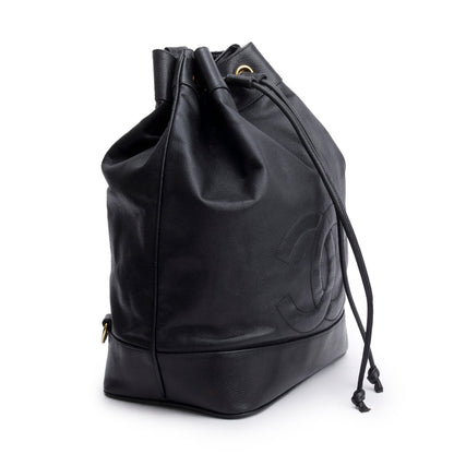 Chanel Black Caviar Drawstring Sling Bag