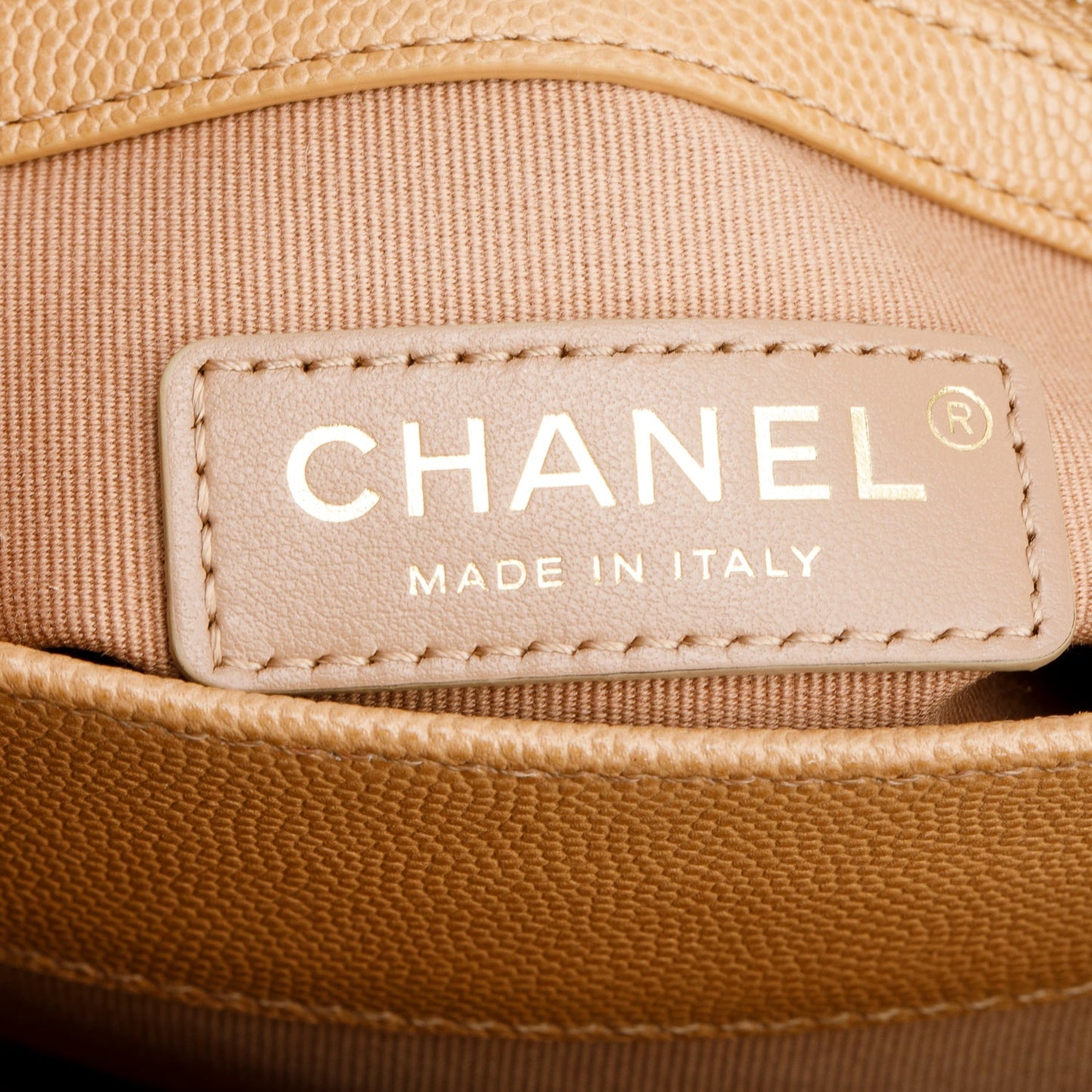 Chanel 2021 Beige Caviar Mini Messenger Bag