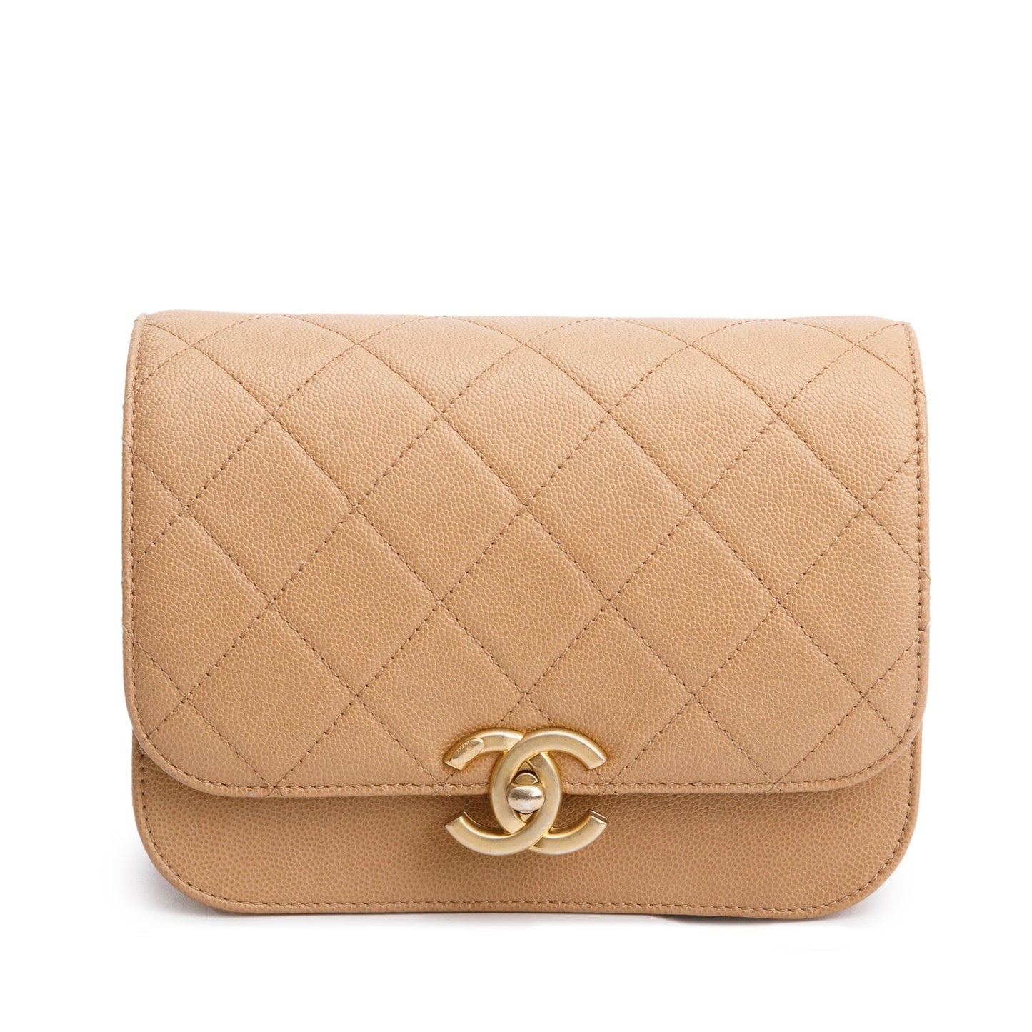 Chanel 2021 Beige Caviar Mini Messenger Bag