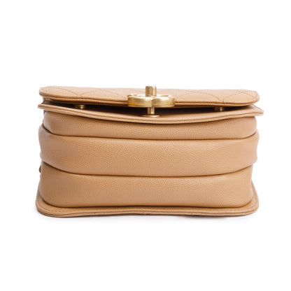 Chanel 2021 Beige Caviar Mini Messenger Bag