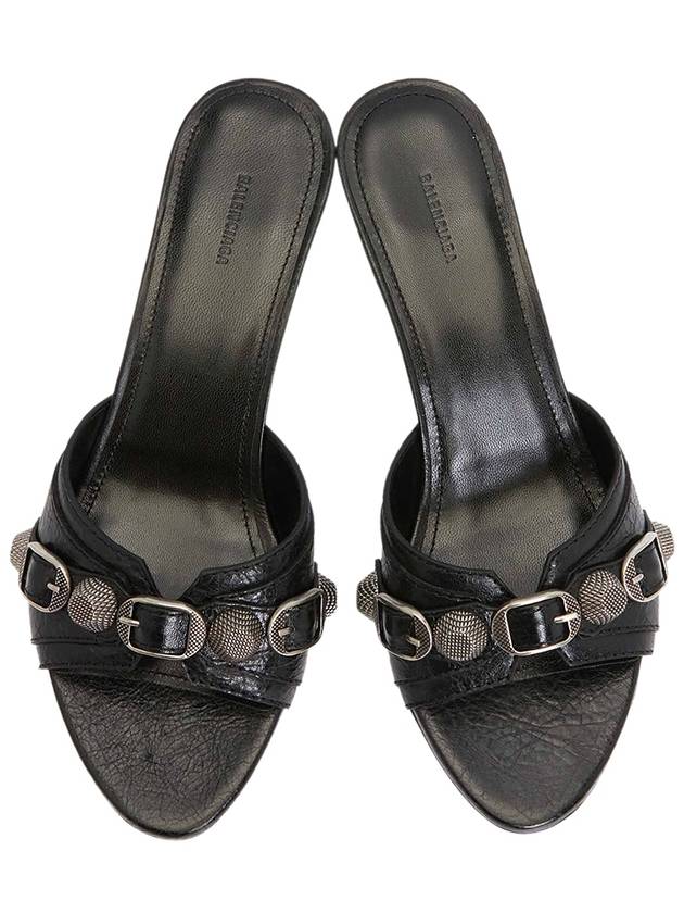 Luxury Balenciaga Trending 2025 WoMen's Cagole Studded Leather Band Sandal Heels Black