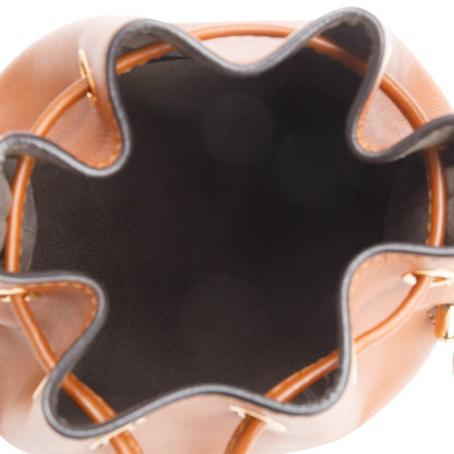 Fendi 2021 Brown Vitello Fendi Logo Embossed Mini Mon Tresor Bucket Bag