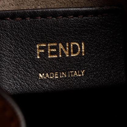Fendi 2021 Brown Vitello Fendi Logo Embossed Mini Mon Tresor Bucket Bag