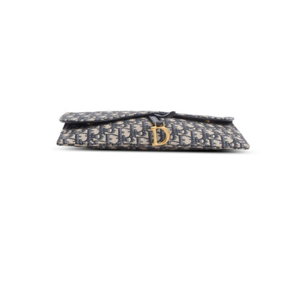 Christian Dior 2024 Blue Oblique Jacquard Canvas Saddle Pouch