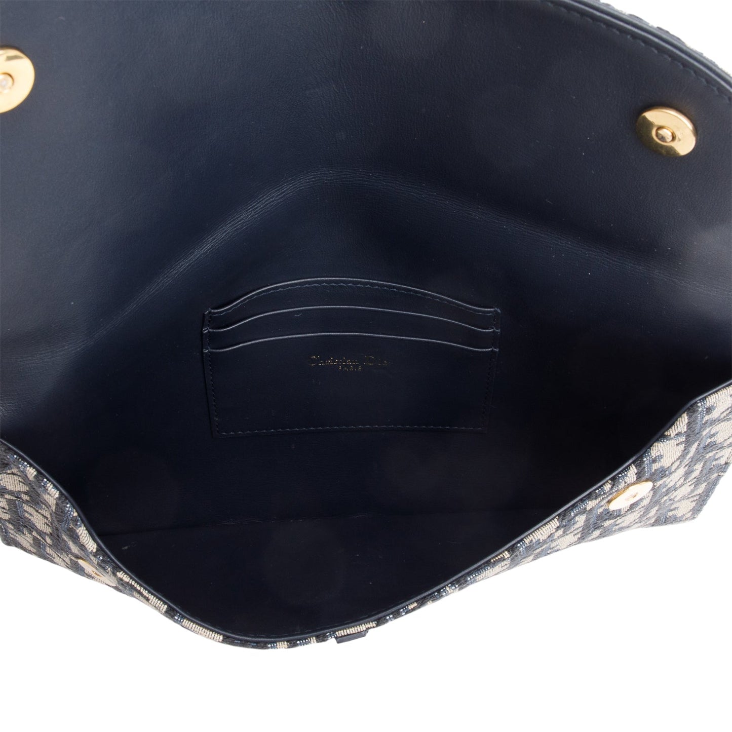 Christian Dior 2024 Blue Oblique Jacquard Canvas Saddle Pouch