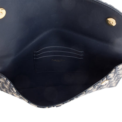 Christian Dior 2024 Blue Oblique Jacquard Canvas Saddle Pouch