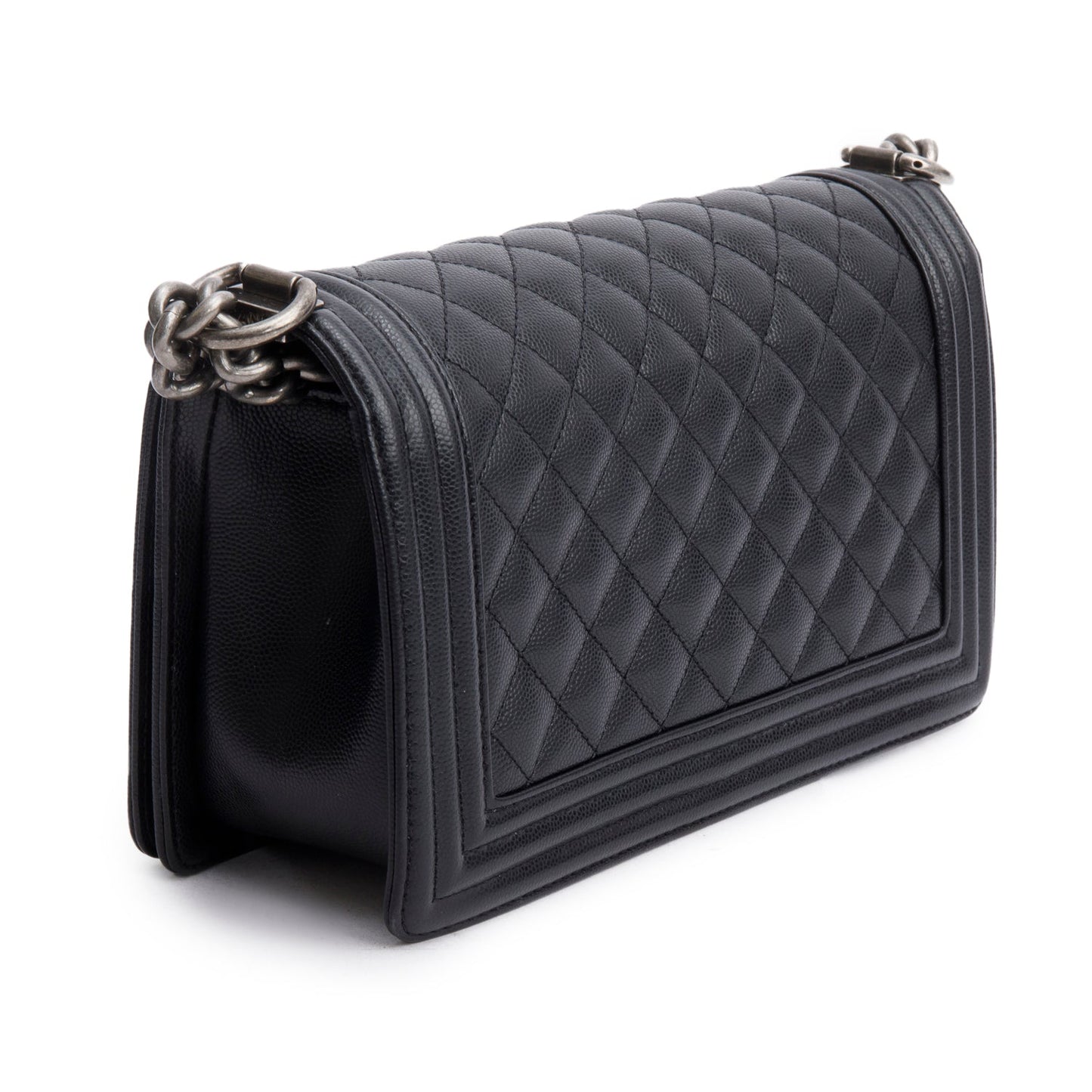 Chanel 2025 Black Caviar Quilted Medium Boy Bag