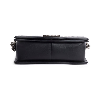 Chanel 2025 Black Caviar Quilted Medium Boy Bag