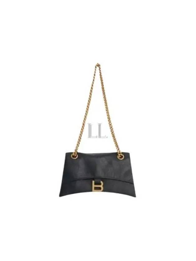 Luxury Balenciaga Trending 2025 Crush Logo Gold Chain Small Shoulder Bag Black