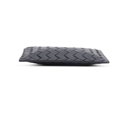 Bottega Veneta Black Nappa Leather Intrecciato Flat Pouch