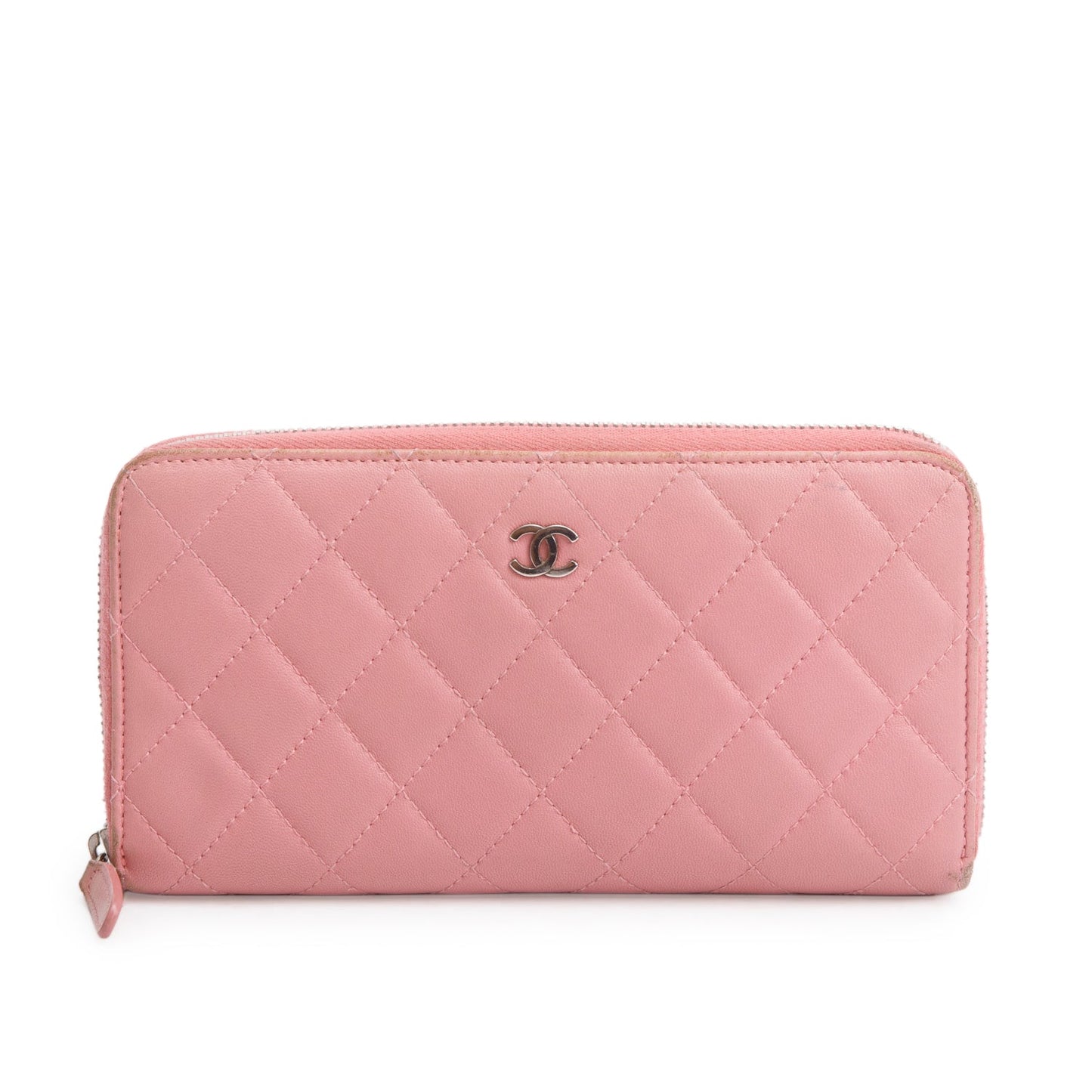 Chanel Pink Lambskin Leather Classic Long Zipped Wallet