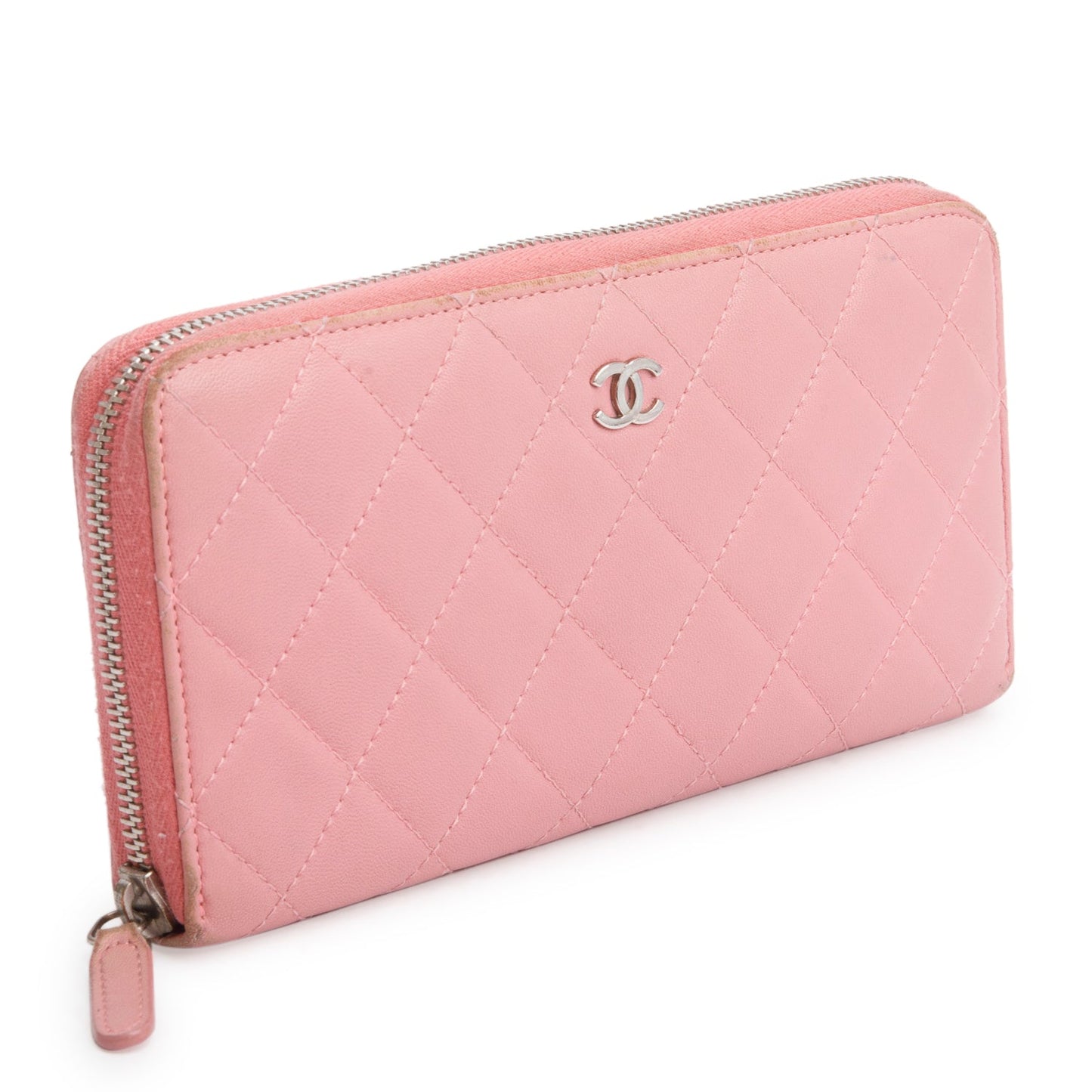 Chanel Pink Lambskin Leather Classic Long Zipped Wallet