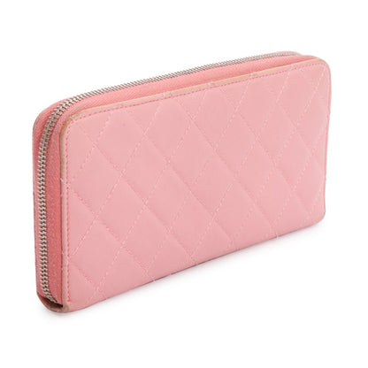 Chanel Pink Lambskin Leather Classic Long Zipped Wallet