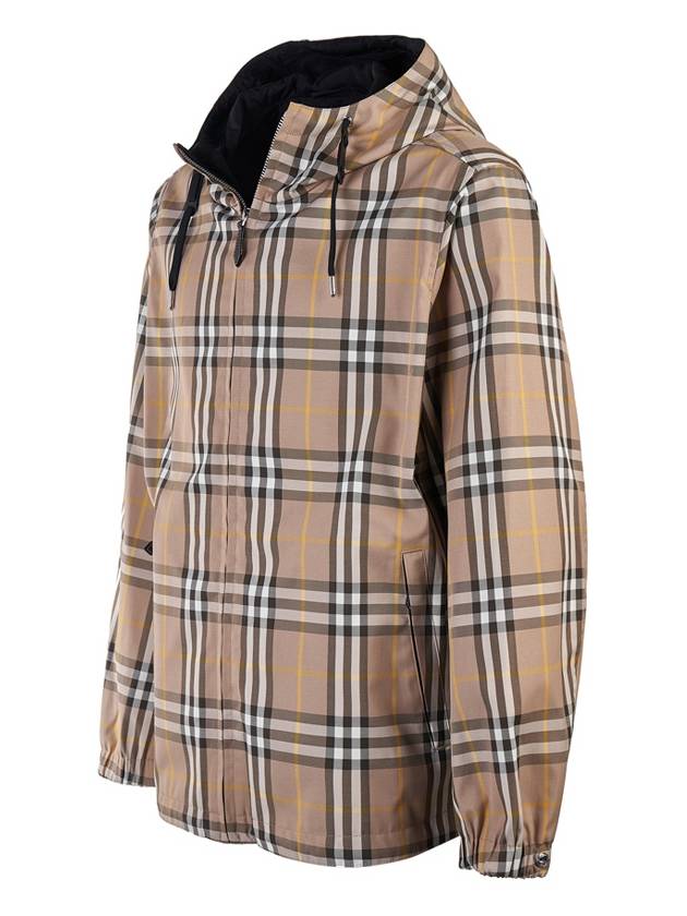 Luxury Burberry Vintage Check Reversible Hooded Jacket Beige