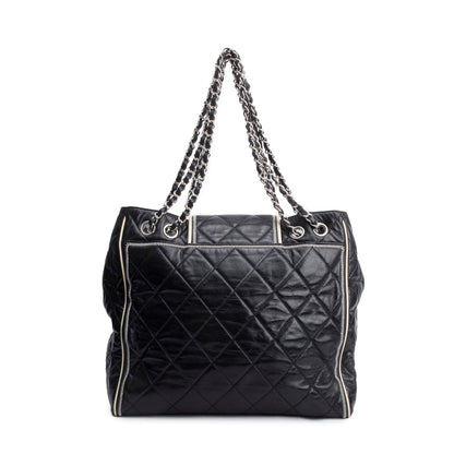 Chanel Black Glazed Lambskin North/South Reissue Tote