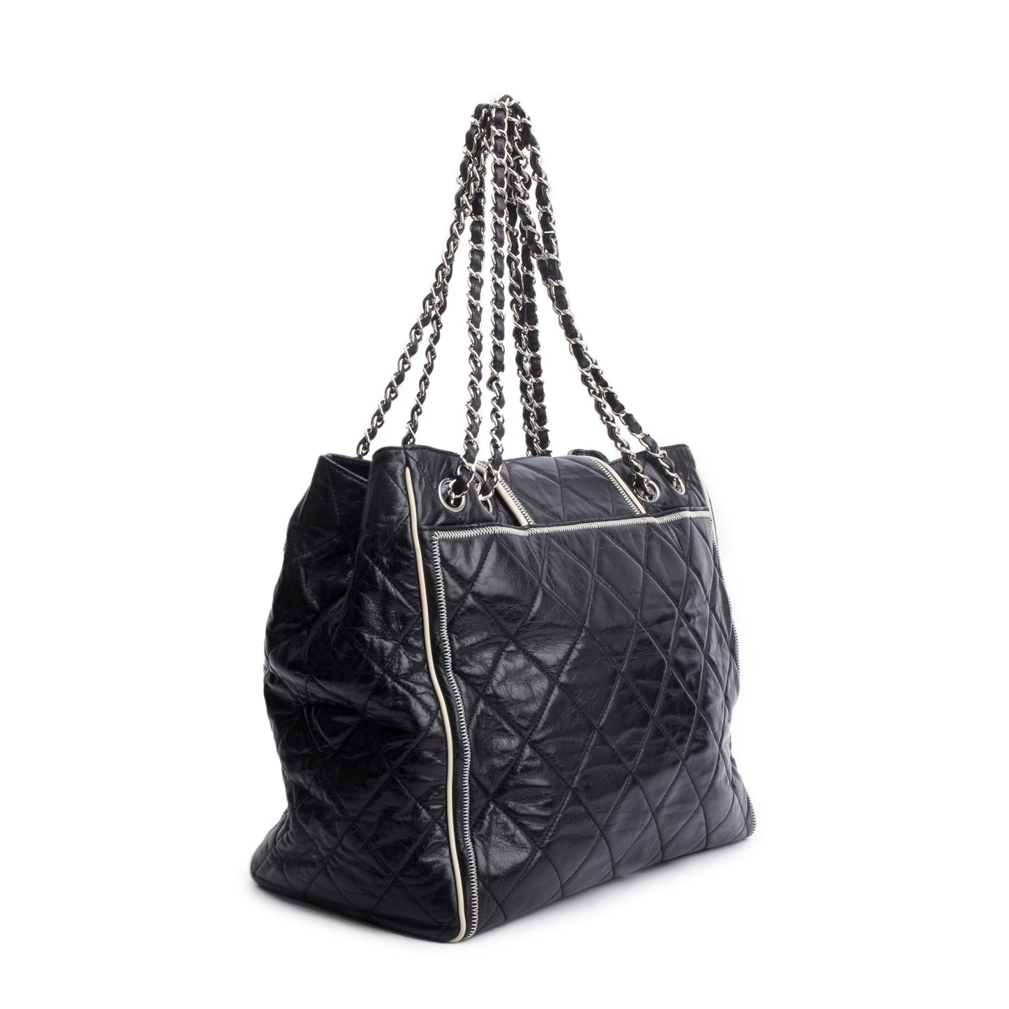 Chanel Black Glazed Lambskin North/South Reissue Tote