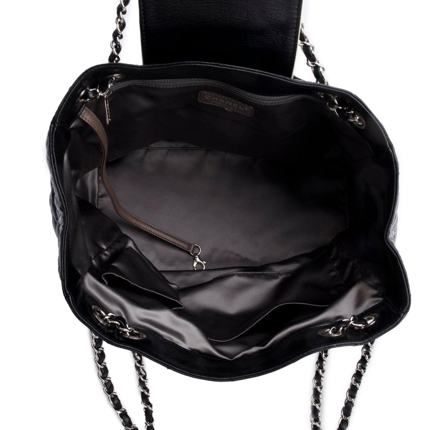 Chanel Black Glazed Lambskin North/South Reissue Tote