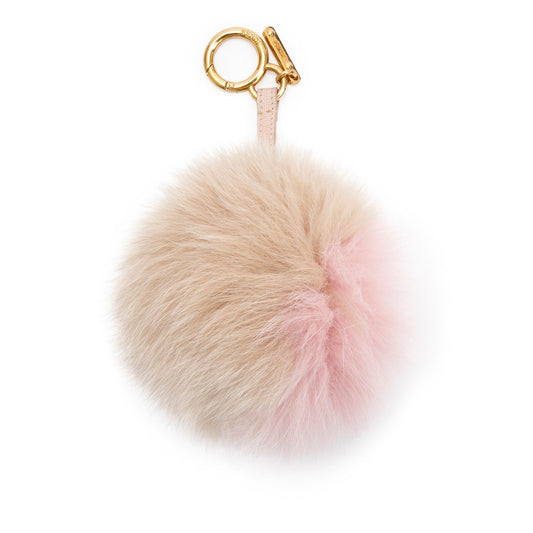 Fendi Pink/Brown Mink Fox Fur Pompom Bag Charm