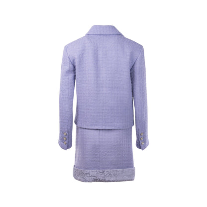 Chanel size 36 tweed jacket and Size 34 skirt suit laine wool/silk purple