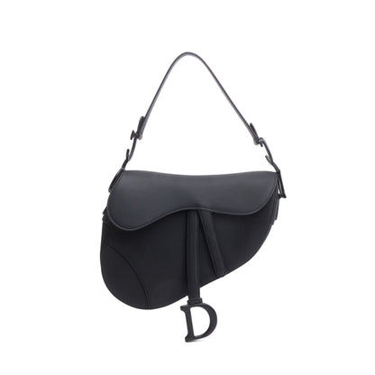 Christian Dior 2021 Black Ultramatte Calfskin Leather Medium Saddle Bag