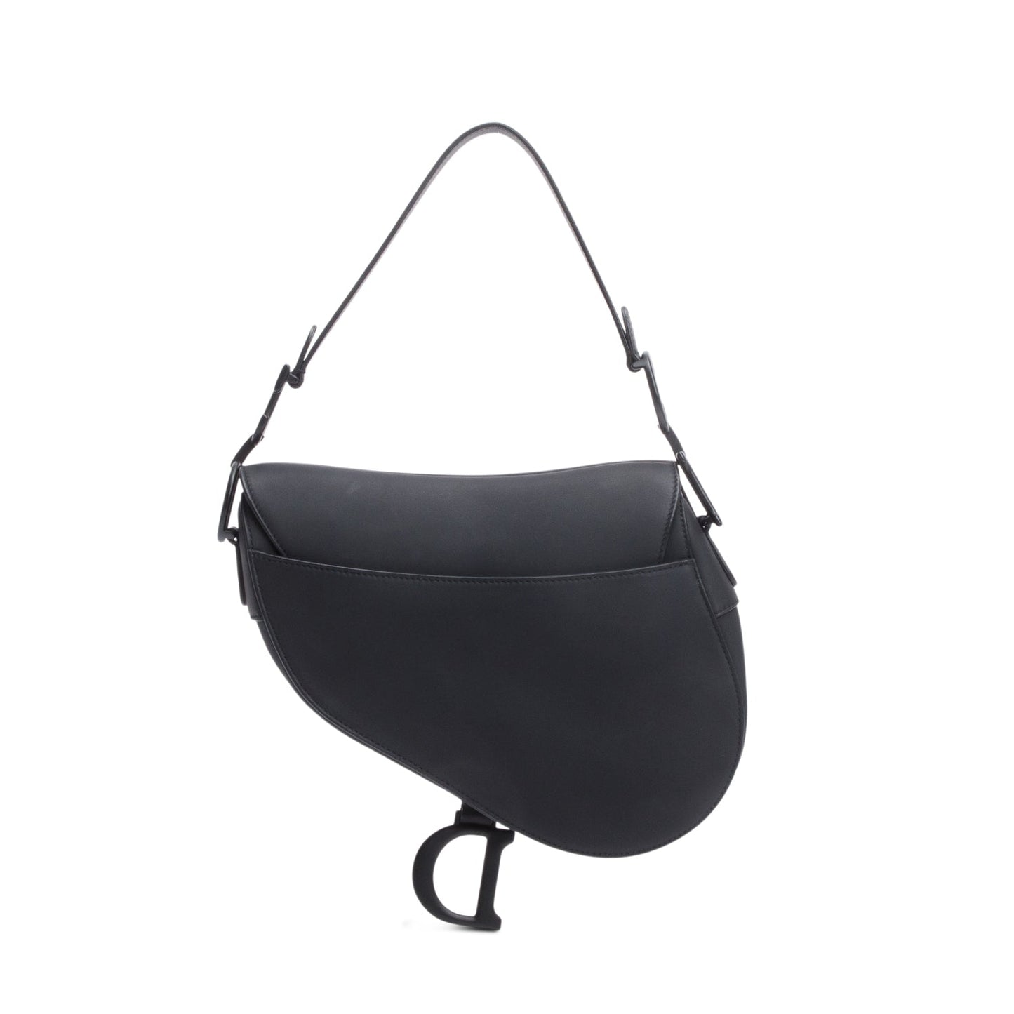 Christian Dior 2021 Black Ultramatte Calfskin Leather Medium Saddle Bag