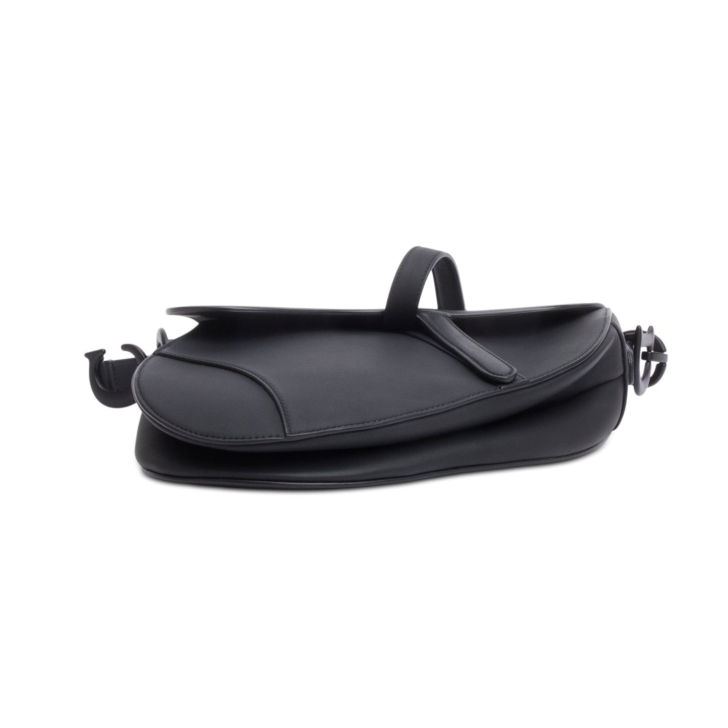 Christian Dior 2021 Black Ultramatte Calfskin Leather Medium Saddle Bag