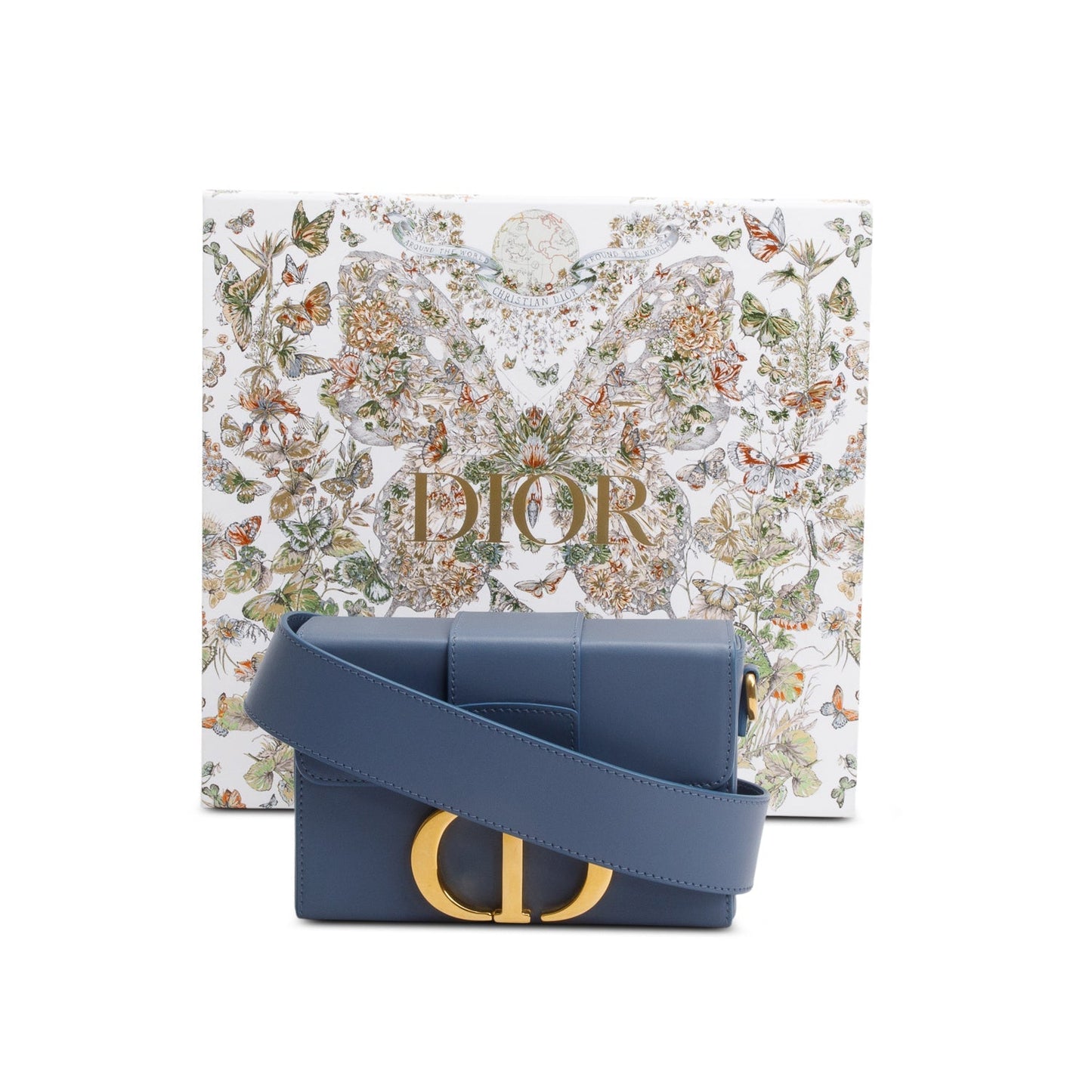 Christian Dior 2020 Blue Leather 30 Montaigne Box Bag