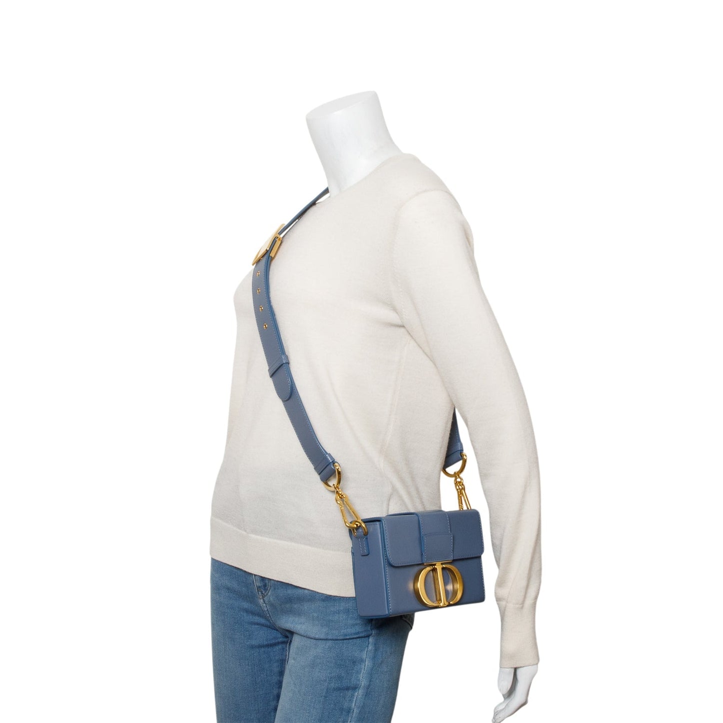 Christian Dior 2020 Blue Leather 30 Montaigne Box Bag