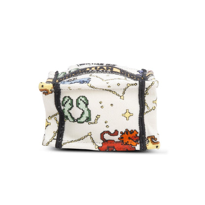 Christian Dior 2022 Cream Canvas Embroidered Pixel Zodiac Mini Book Tote Phone Bag