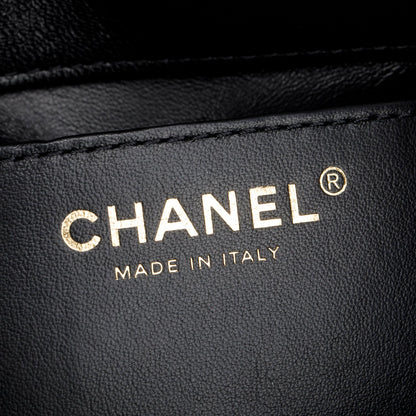 Chanel 2022 Black Goatskin Retro Classic Mini Square Flap Bag