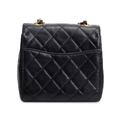 Chanel 2022 Black Goatskin Retro Classic Mini Square Flap Bag