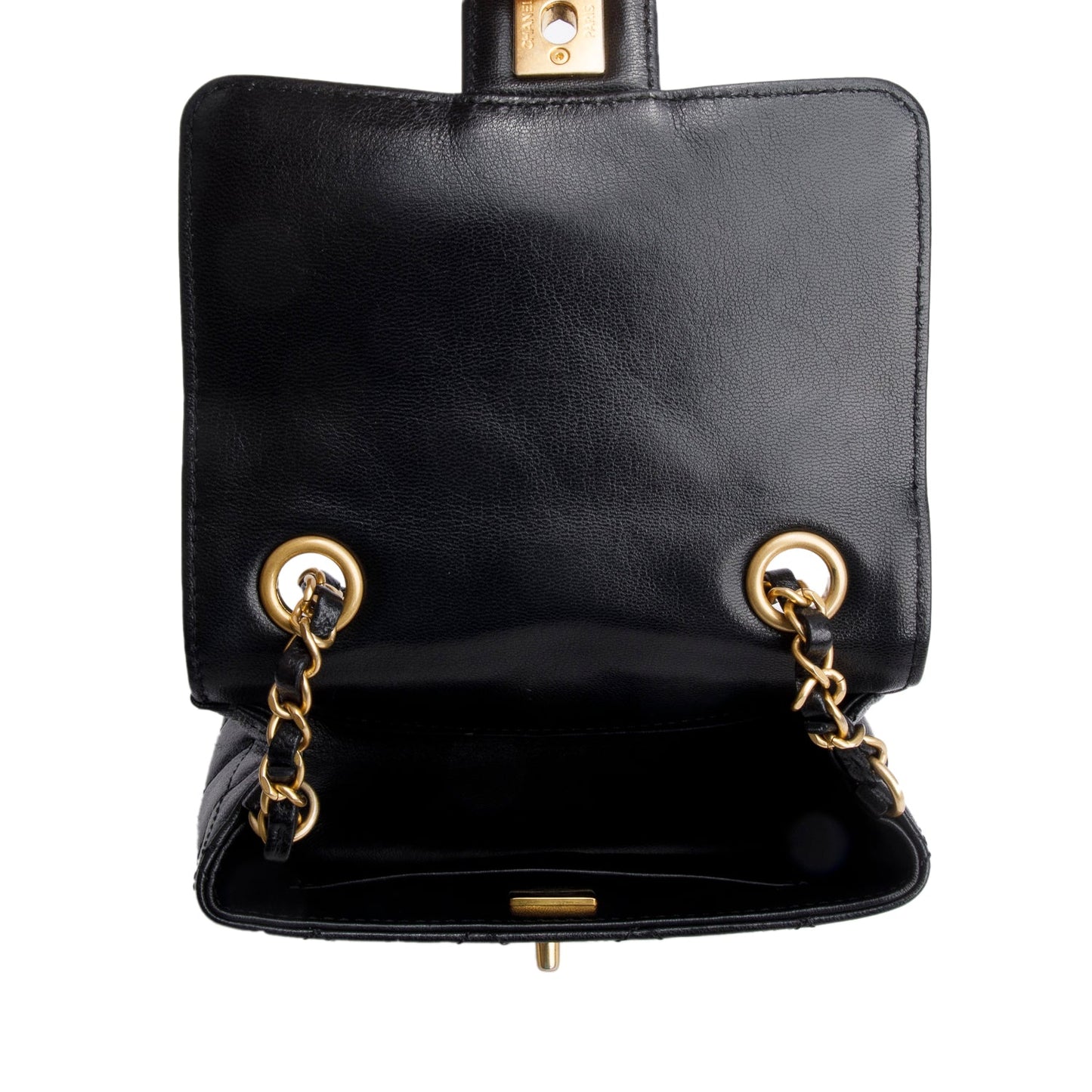 Chanel 2022 Black Goatskin Retro Classic Mini Square Flap Bag