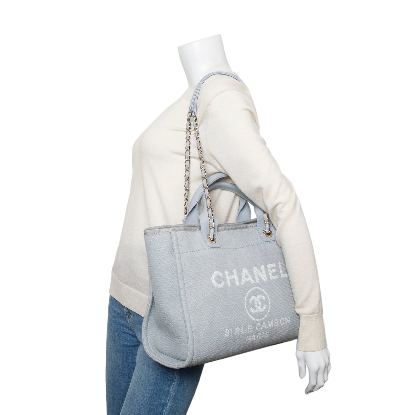 Chanel Blue Mixed Fibers Small Deauville Tote
