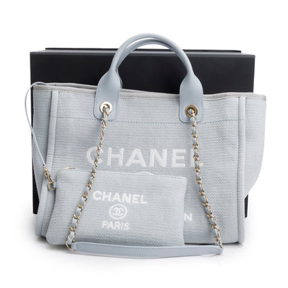Chanel Blue Mixed Fibers Small Deauville Tote