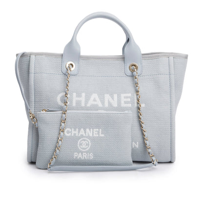 Chanel Blue Mixed Fibers Small Deauville Tote