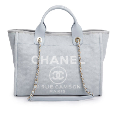 Chanel Blue Mixed Fibers Small Deauville Tote