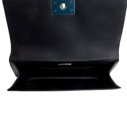 Chanel Black Python Patent Leather Boy Flap Clutch