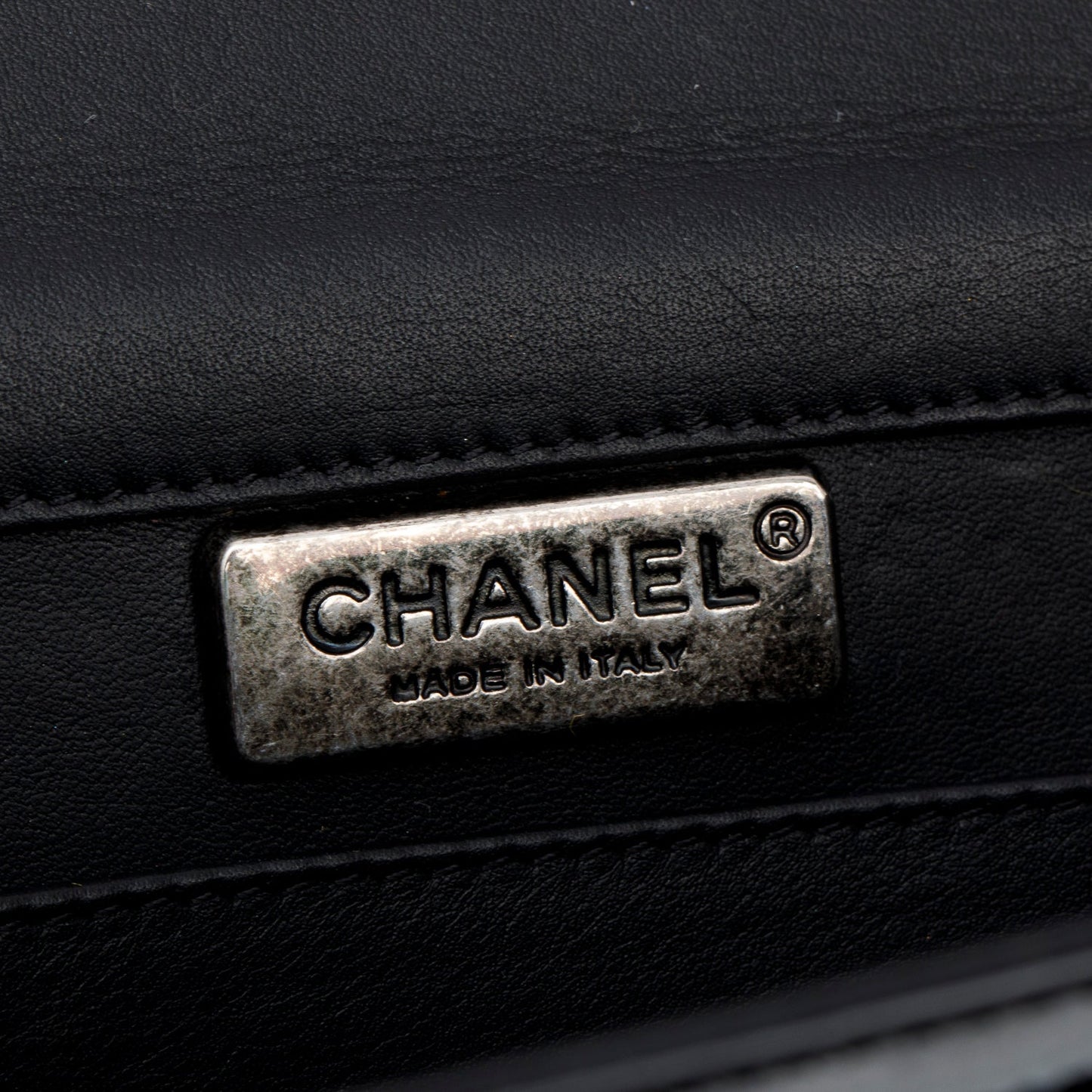 Chanel Black Python Patent Leather Boy Flap Clutch