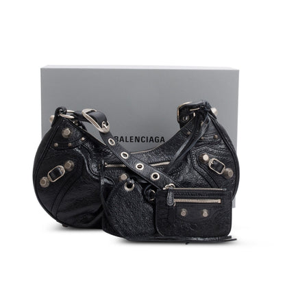 Balenciaga Black Arena Leather Le Cagole Small Shoulder Bag