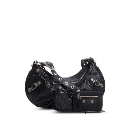 Balenciaga Black Arena Leather Le Cagole Small Shoulder Bag